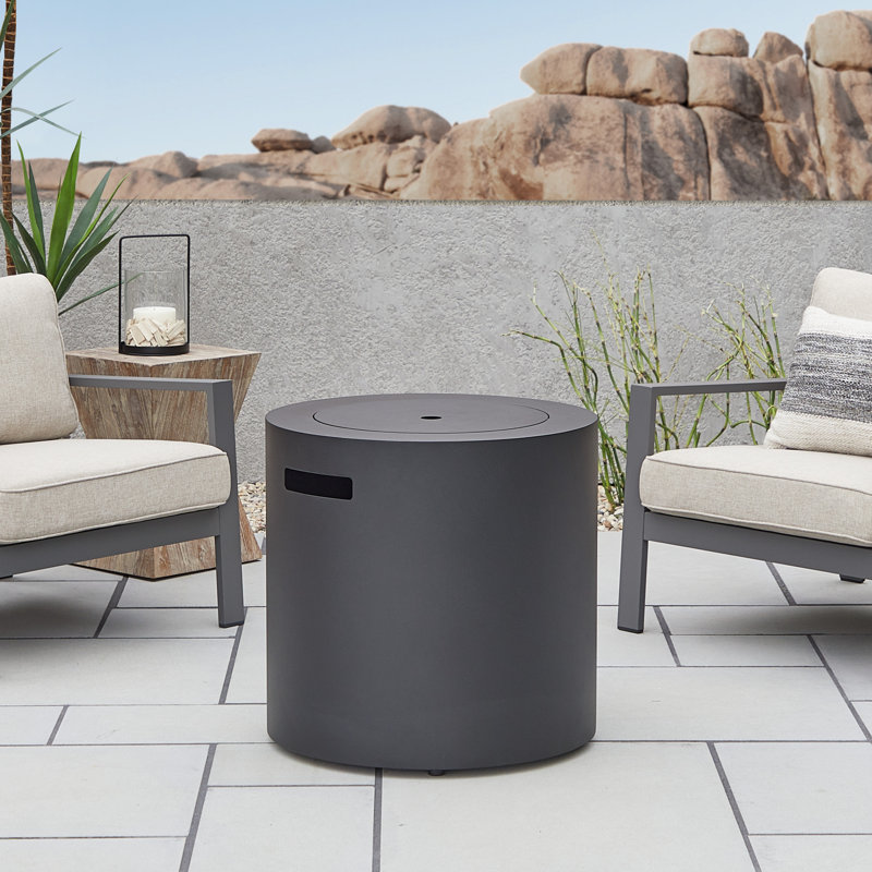 Aegean 24" Round Steel Propane Fire Pit Table with Hidden Tank Storage by Real Flame, Black