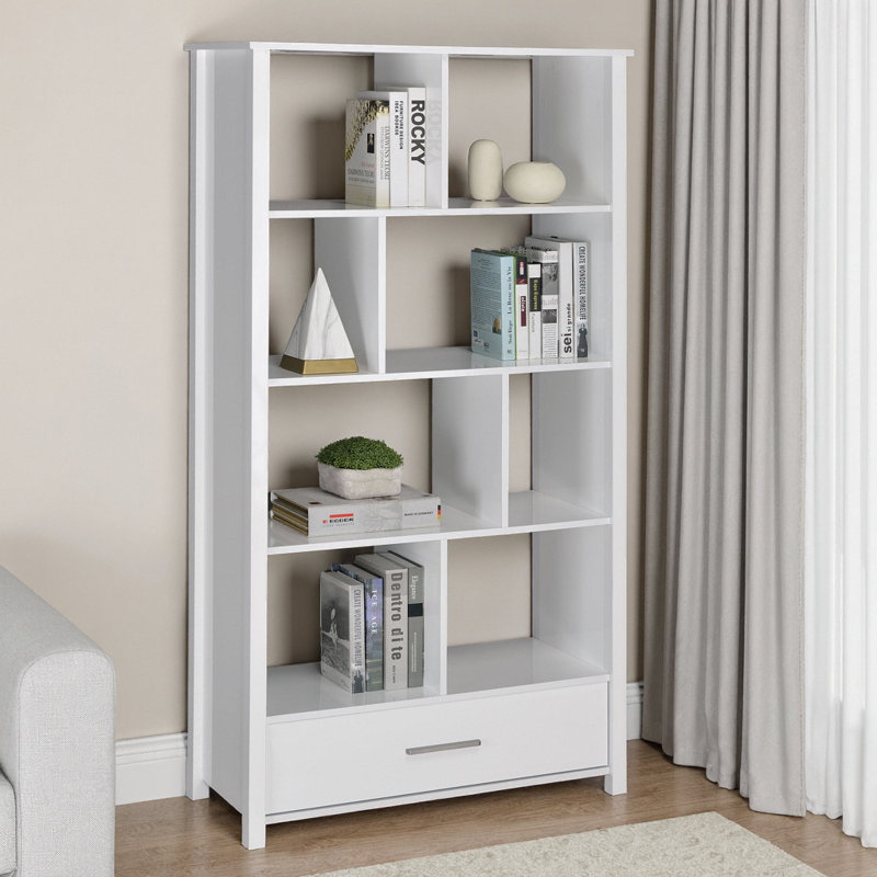 Bibliothèque de rangement à 4 tablettes Dylan, Blanc