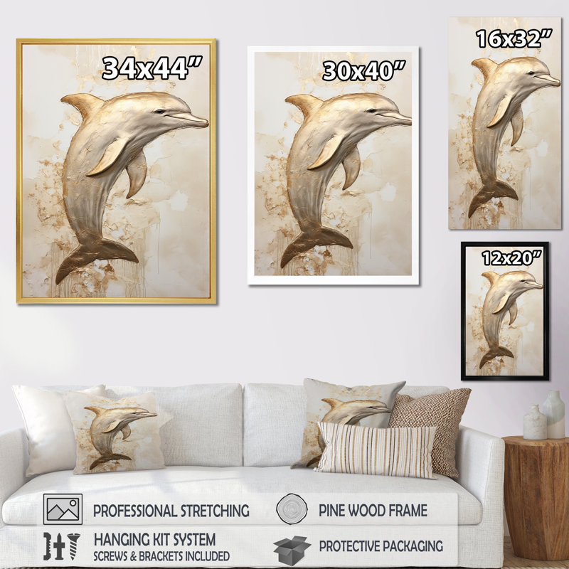 «Beige et doré», impression sur toile, Cadre simple noir, H 20 po x l 12 po x P 1 po