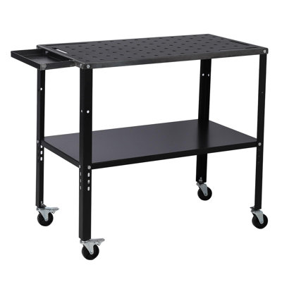 Workbench Welding Table 36"" x19, 5/8-inch Fixture Holes Steel Welding Workbench Table, 1200lbs Load Capacity Welding Table Portable Work Bench