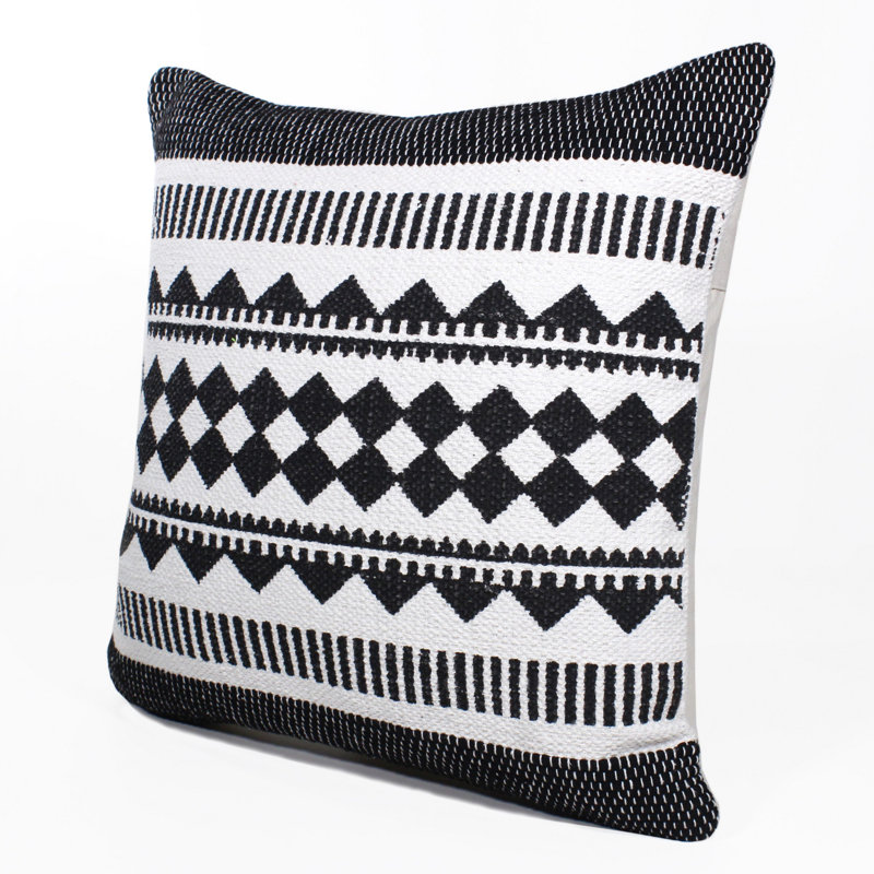 Housse de coussin Square_Ox Bay, Housse de coussin seulement - sans coussin, Noir / blanc géométrique