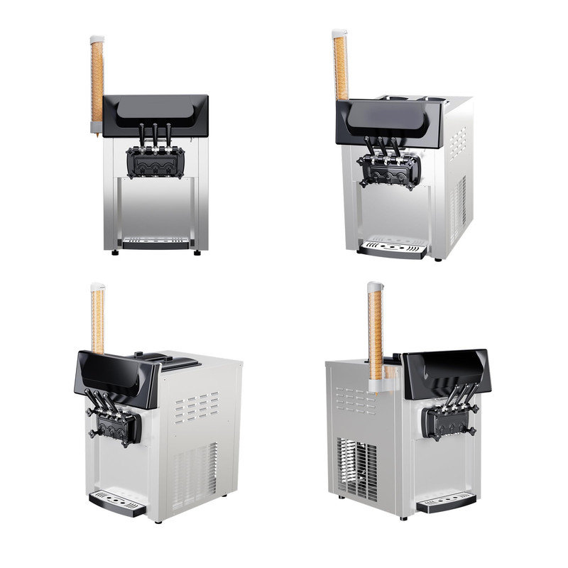 Commercial Soft Serve Machine 3 Flavors 7.4 Gal/H Countertop Ice Cream Maker with LCD & Auto Cleaning for Cafe Restaurant