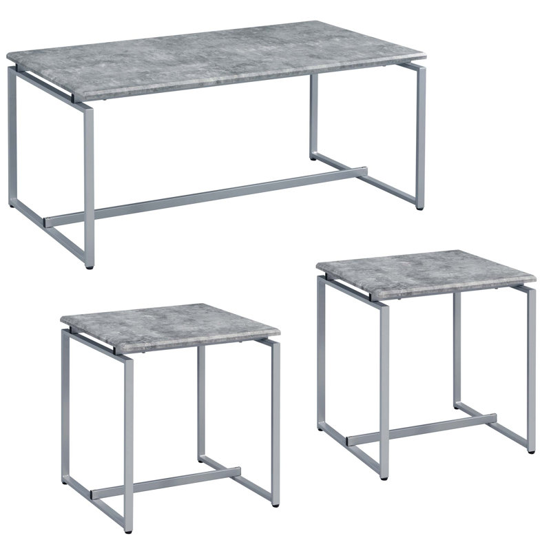 Ensemble occasionnel gris et argent avec base à tréteaux