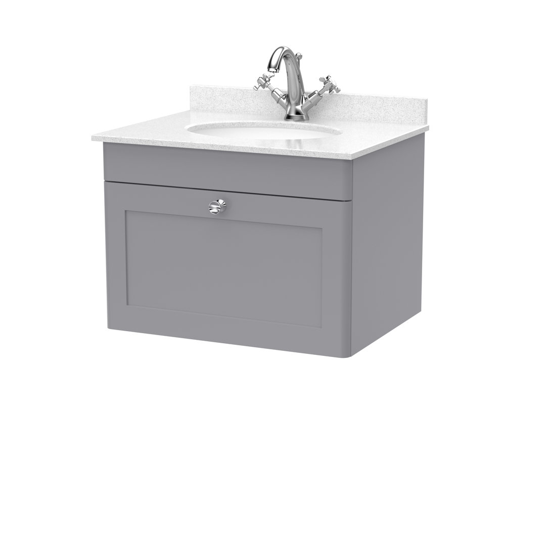 Classique 620mm Single Bathroom Vanity with Drop In Vitreous China Basin