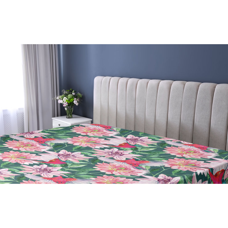 Drap-housse Ambesonne, Corail foncé, vert jade / floral, Drap-housse grand
