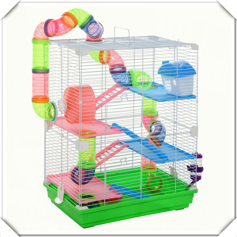 Roue d'exercice à 5 étages avec cage à hamster et tubes