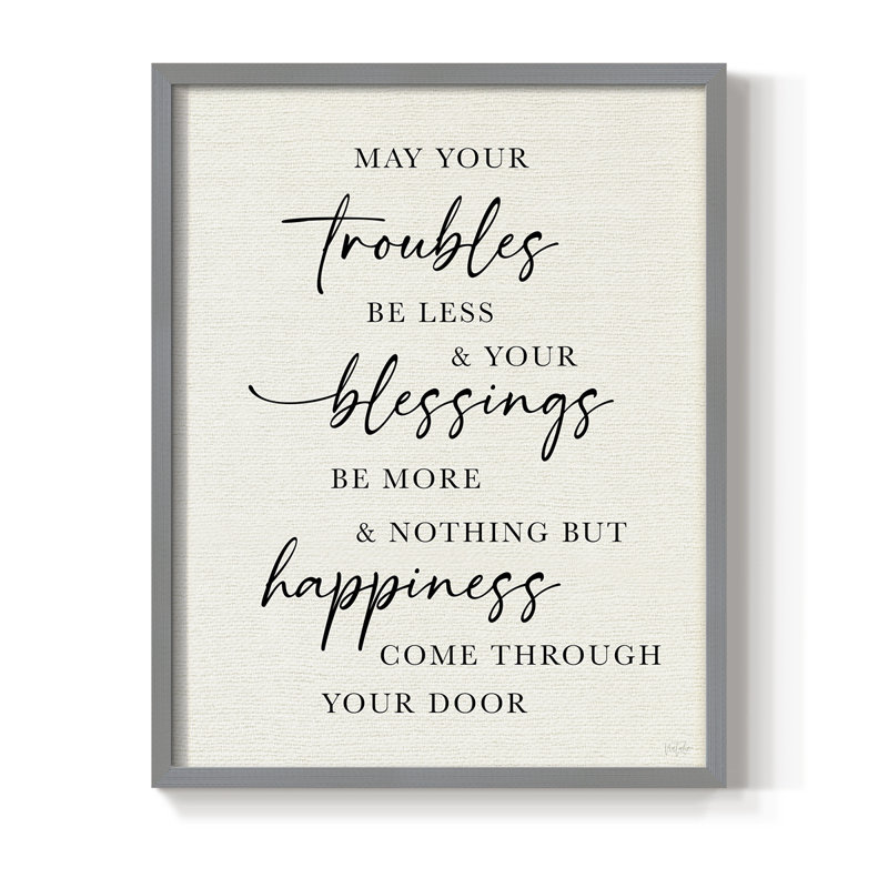 Less Troubles Framed Print - Solid Wood, Gray, 30" H x 24" W