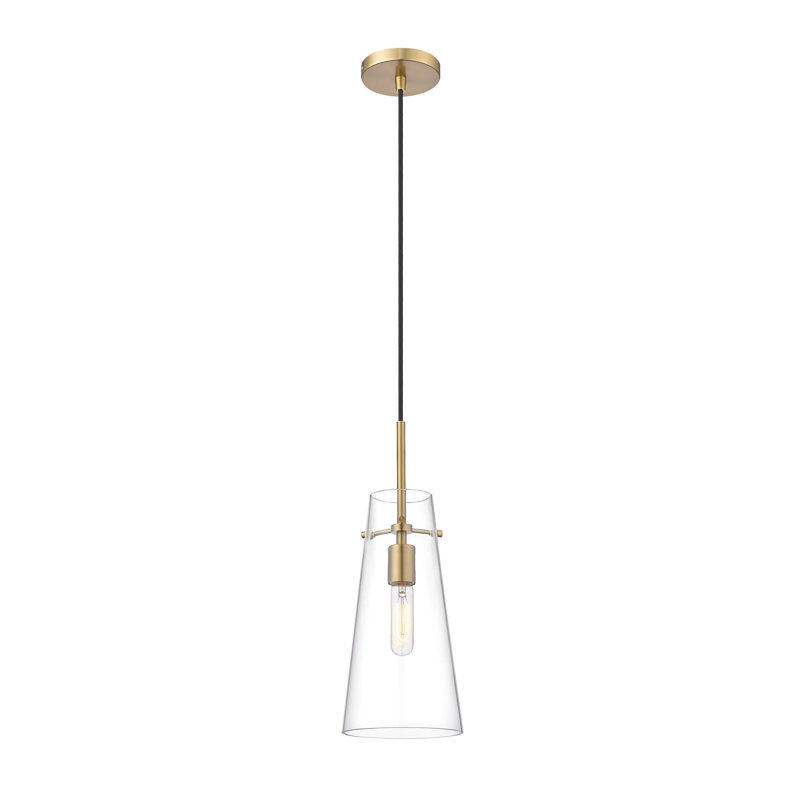 Luminaire suspendu conique à 1 lumière Wenka, H 123 po x l 6,5 po x P 5 po, Or moderne