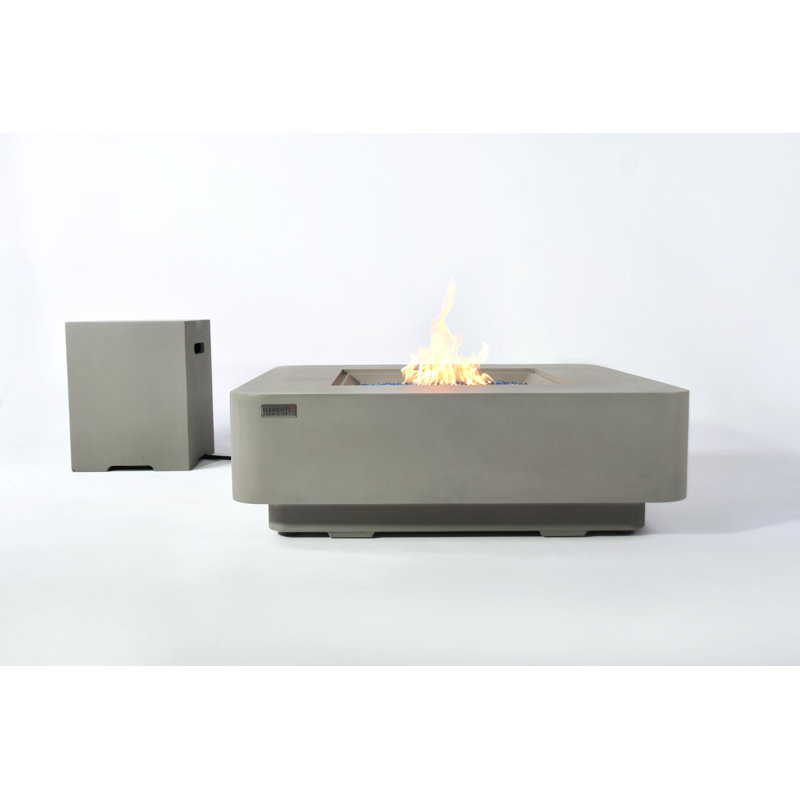 Lucerne 42" Light Grey Concrete Fire Table 60,000 BTU - Includes Fire Glass, Lid & PVC Cover, Natural gas