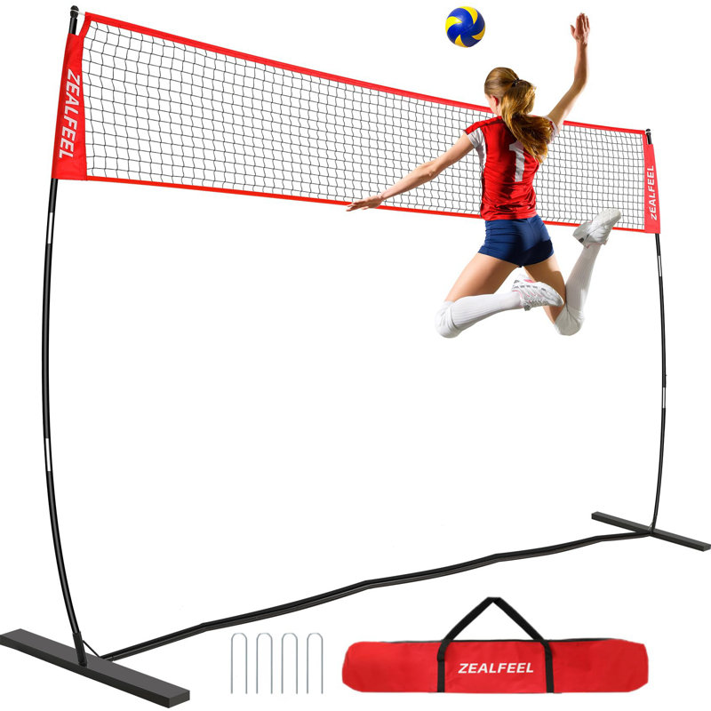 Zealfeel Adjustable Portable 12ft Volleyball Training Net with Carry Bag for Outdoor Practice, 32.4" H x 144" W x 0.04" D