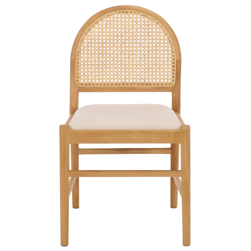 Laylie Leather Upholstered Dining Chair, Natural Boucle, Medium Oak