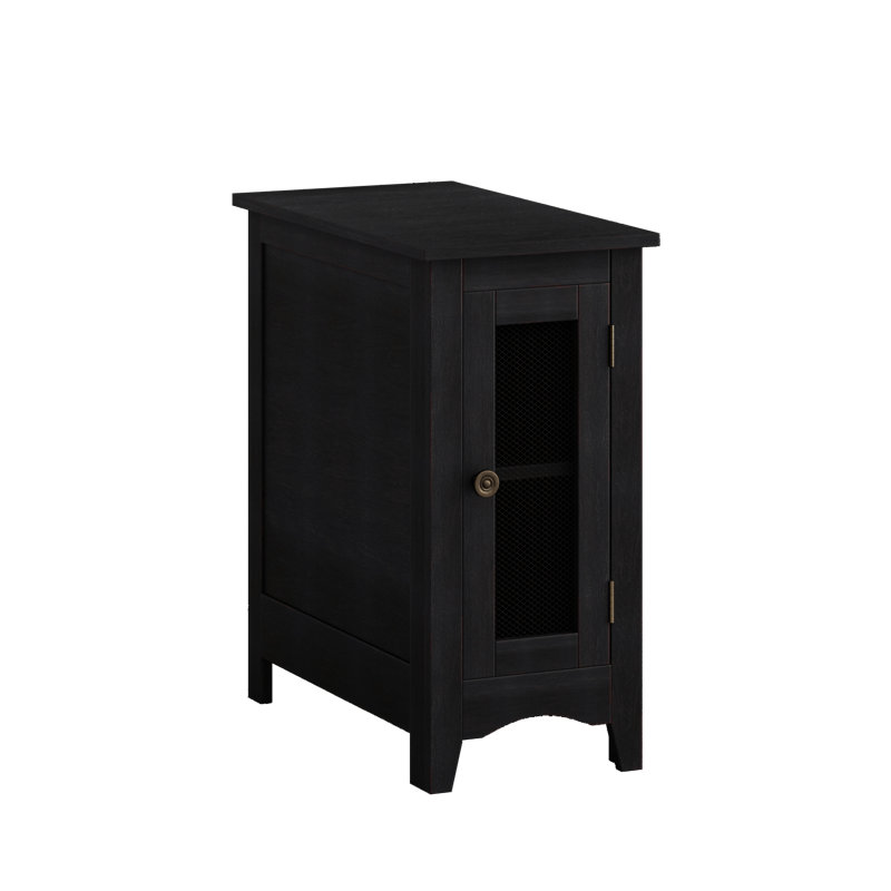 Table d'appoint rectangulaire étroite, placage gris, Noir