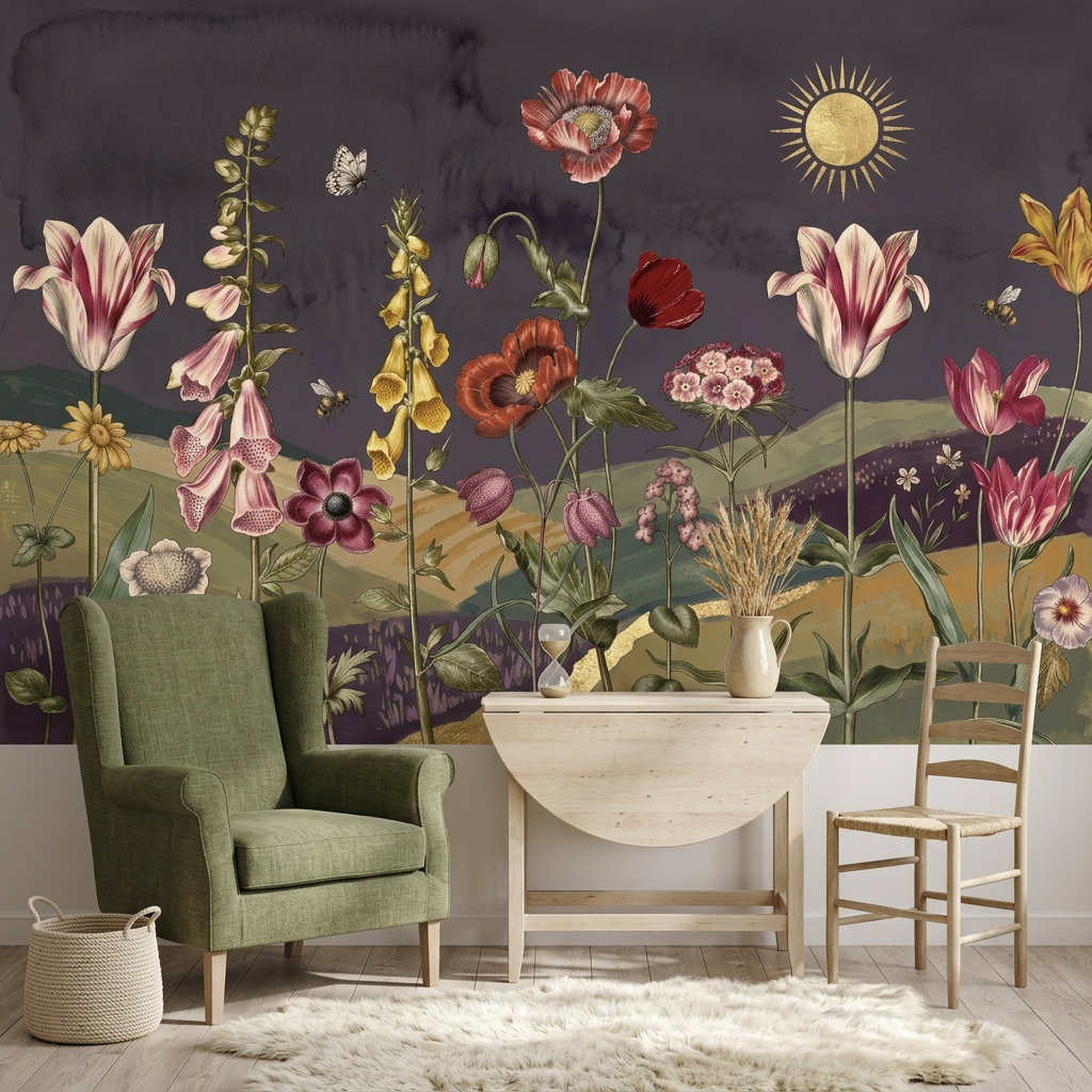 Dakota Fields Dark Floral Wallpaper Moody Botanical Wildflower Wall ...