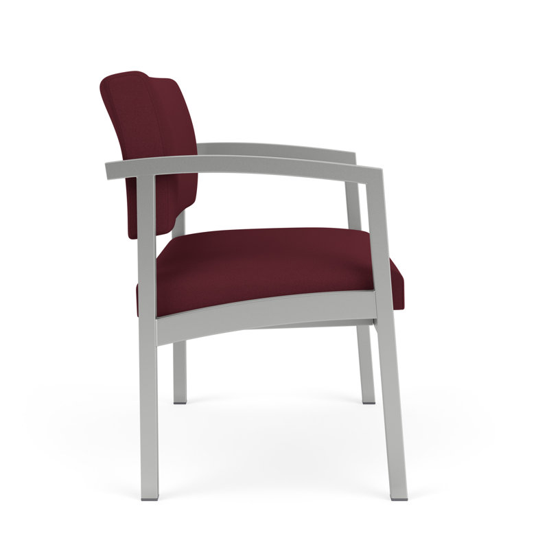 Chaise en acier Lenox, Argent, Vin Visite Libre- Tissu uni