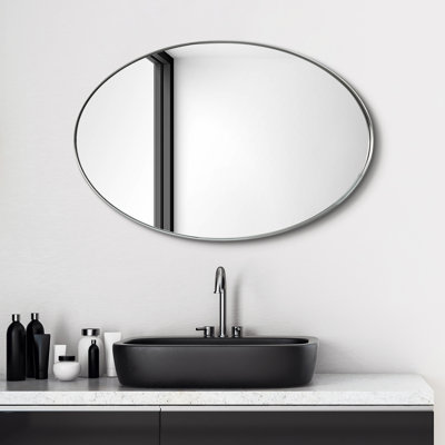 Stainless Steel Frame Oval Wall Mirror