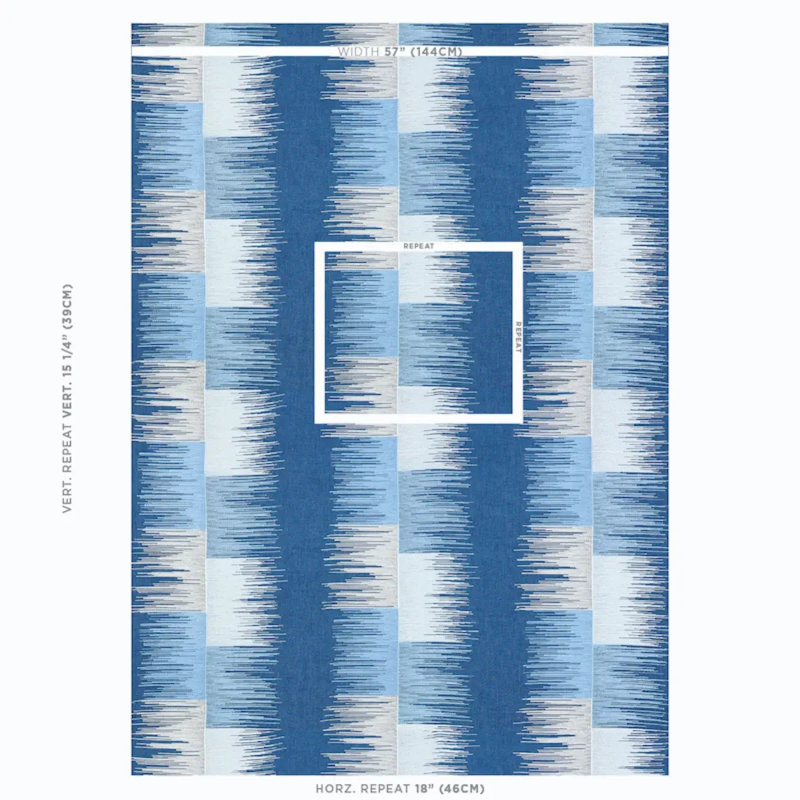 Sunburst Stripe Embroidery Fabric, Blue/ Medium Blue/ White