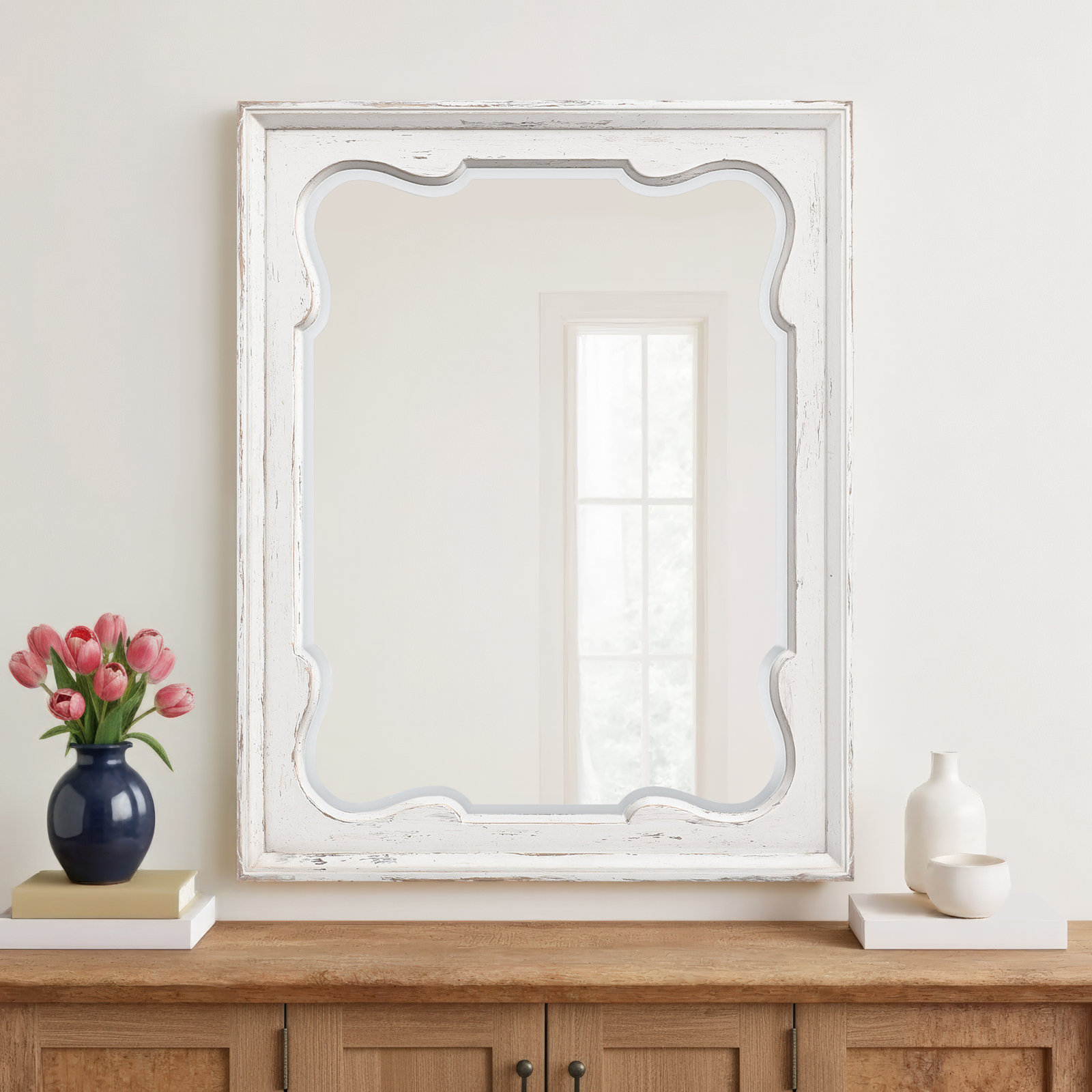 Alcy 48" Oak Accent Mirror, Daisy