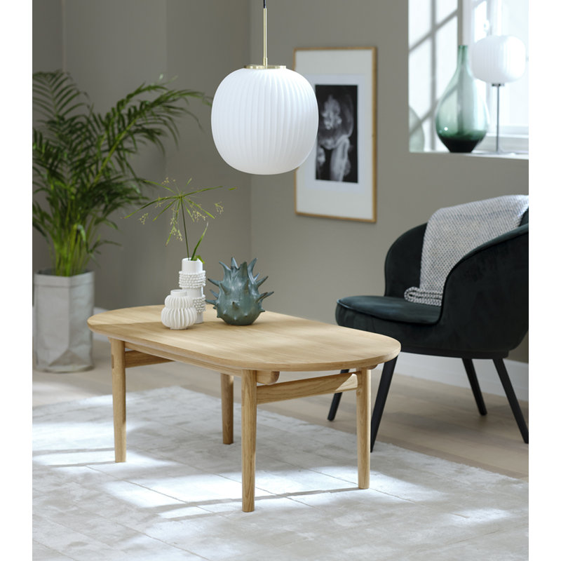 Table basse Mid-Century moderne ovale, naturel