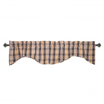 Ladene Cotton Checkered Scalloped Window Valance