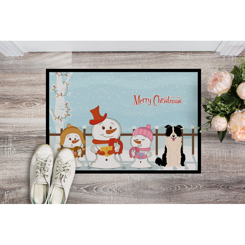 Paillasson Burlap Merry Christmas, Noir / Blanc, Rectangle 2 pi x 3 pi