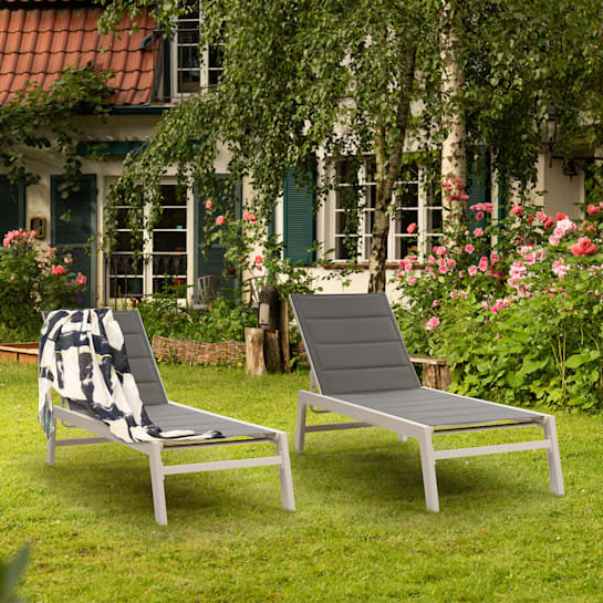 165cm Long Reclining Single Chaise, White/Grey