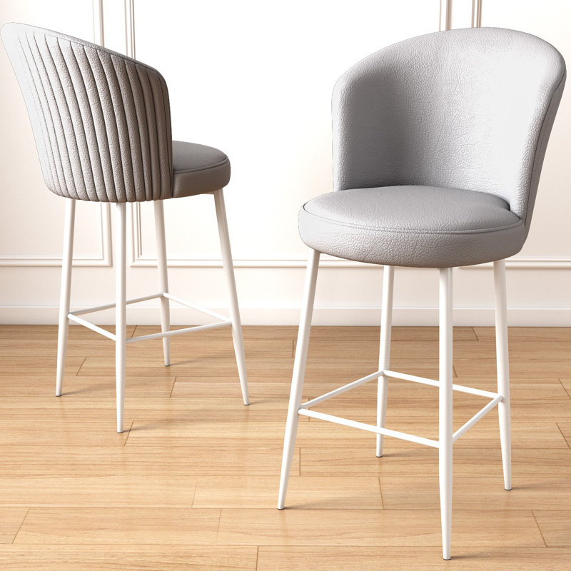 Ensemble de tabourets de bar modernes (6 pièces), similicuir gris et blanc, 18,1 po x 42,1 po x 15,7 po | Structure 100% métal, siège d'une hauteur de 29,5 pouces, confort durable avec mousse 18 ds | Idéal pour la cuisine, la salle à manger ou le bar personnel