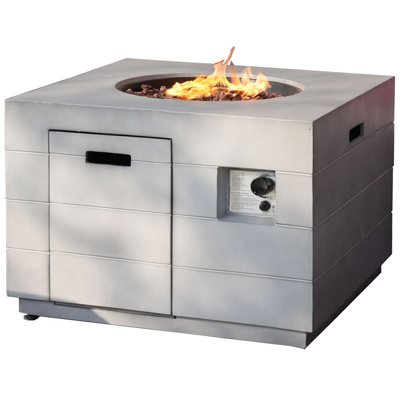 Michaeline Rectangle Stone Propane Smokeless Fire Pit