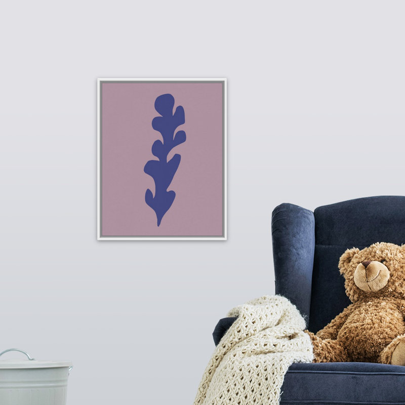 « varech viii kids », art encadré, Cadre flottant blanc avec toile / mauve / rose, H 20 po x l 16 po x P 1,2 o