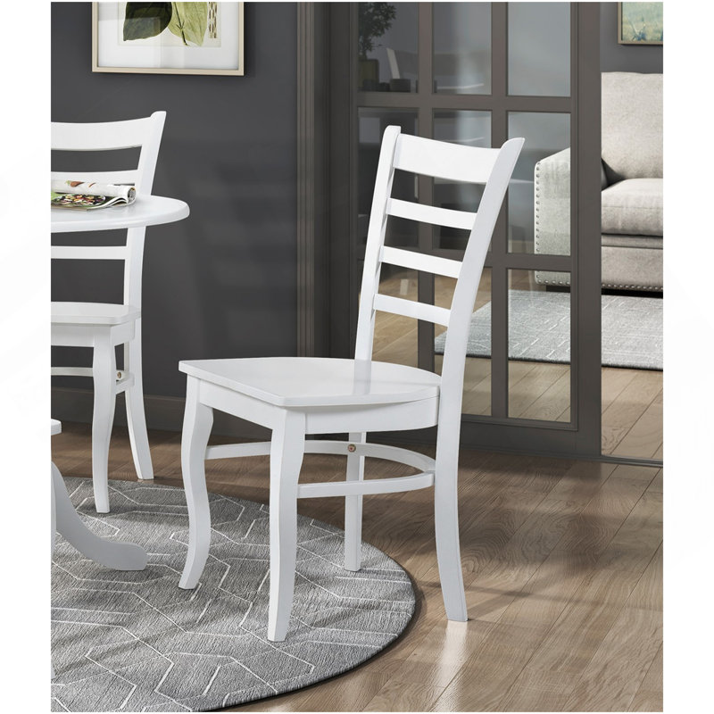 Ensemble de 2 chaises de salle à manger à finition échelle en bois blanc