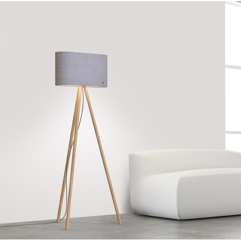 Belmont Tripod Floor Lamp, Walnut, White