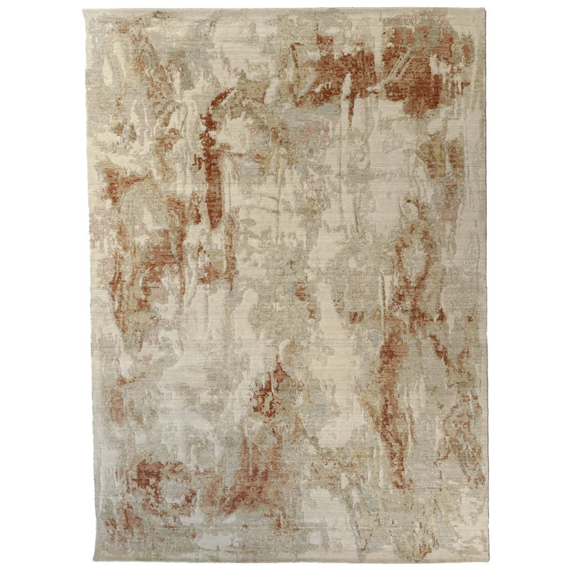 Tapis d'intérieur abstrait tissé à la machine en laine de Nouvelle-Zélande et nylon Enchanted, Épice, Rectangle 108" x 150"