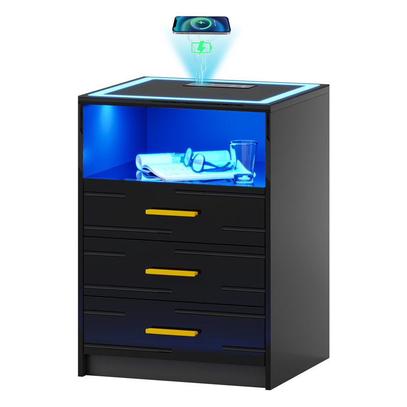46cm W Bedside Table, Black