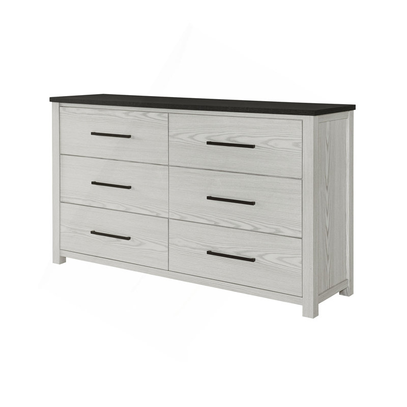 Cette commode et cette commode allient le bois gris clair à un design élégant pour rehausser l'esthétique de la pièce tout en gardant les objets propres.