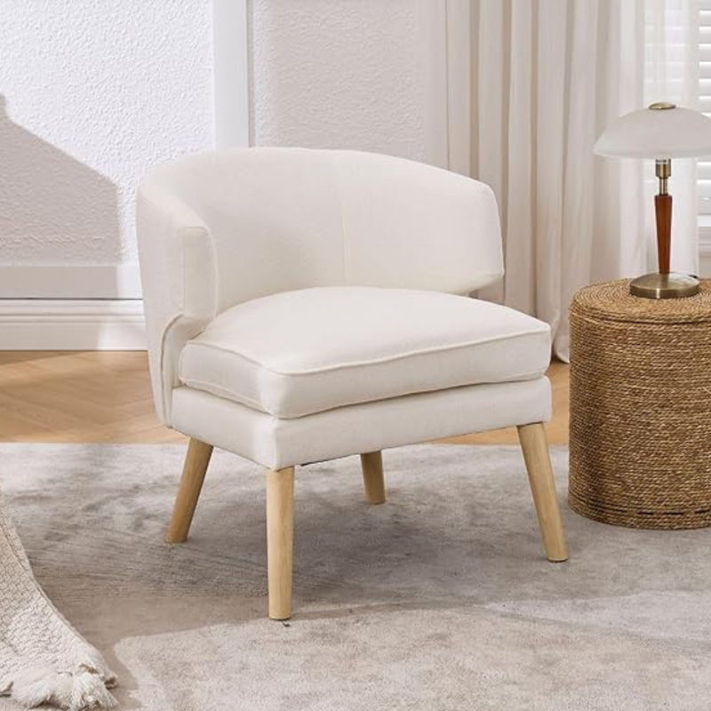 Upholstered Side Chair, Beige Chenille