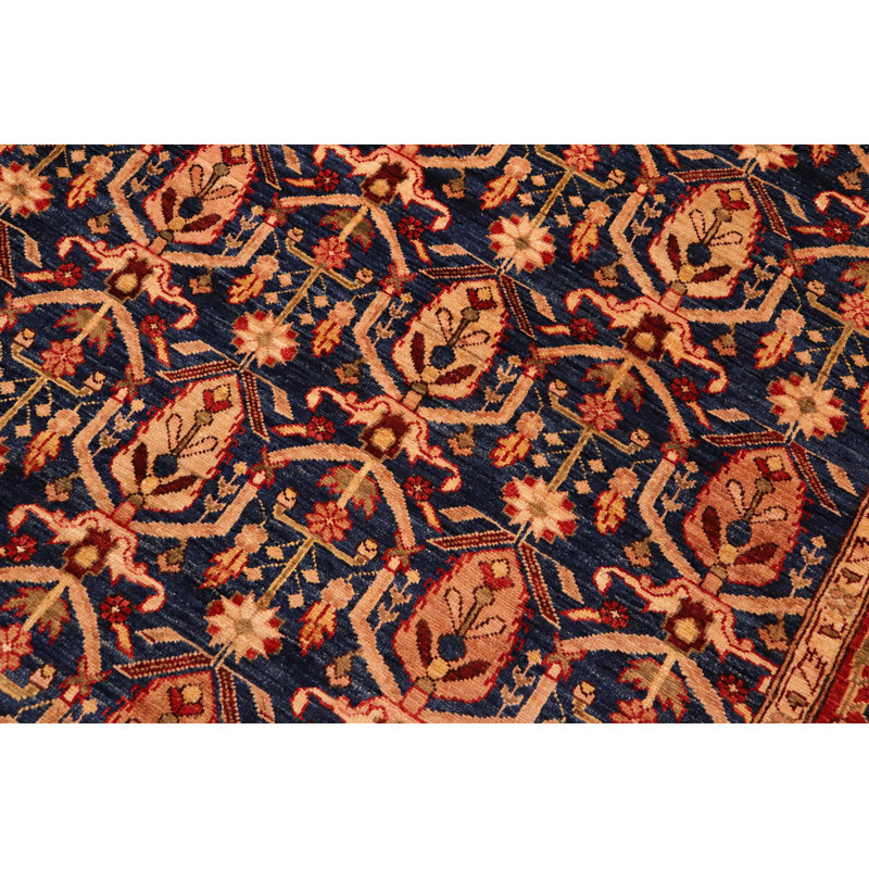 Tapis rouge / noir en laine noué à la main de style oriental Silke 8 pi 4 po x 10 pi 1 po Silke