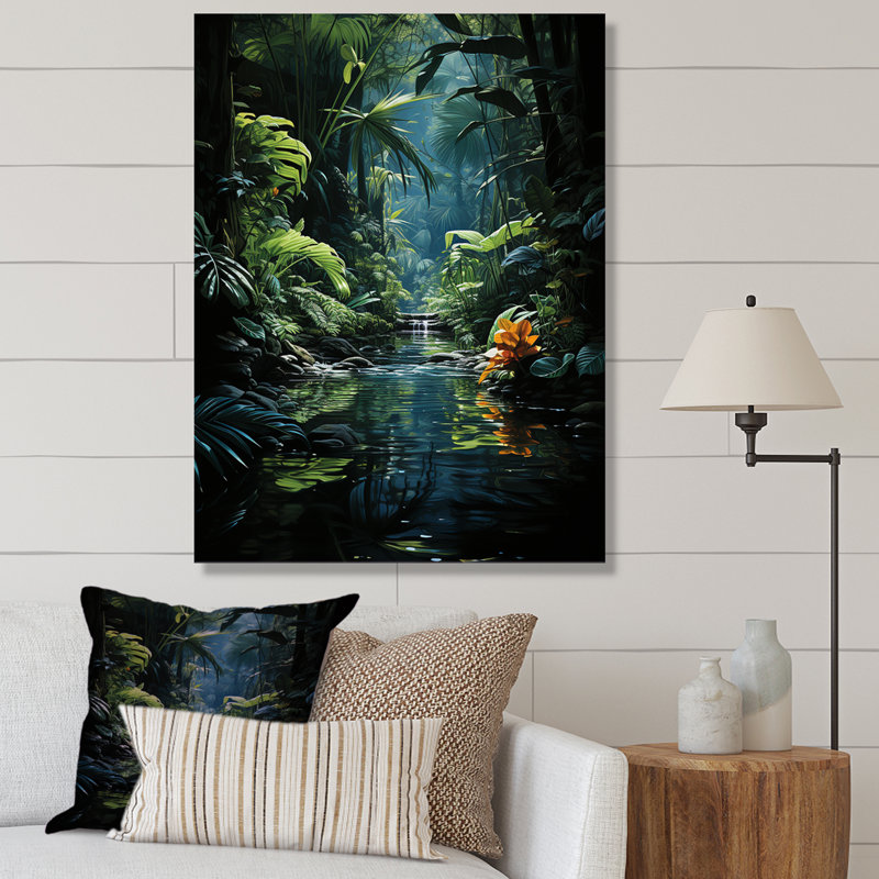 Jungle Palm Trees Azure Archway sur toile, H 20 po x l 12 po x P 1 po, Toile tendue