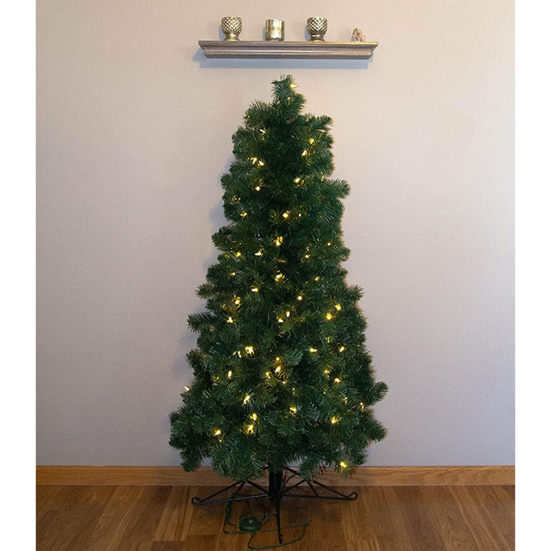 Home Heritage Artificial Half Pine Christmas Tree Prelit, 5'