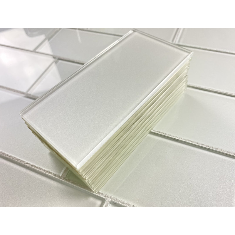 Forever Glossy 3 in. x 6 in. Straight Edge Glass Subway Wall Tile Peel & Stick, Off-White