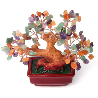 Acerra 5.5'' Faux Bonsai Tree in Stone Pot