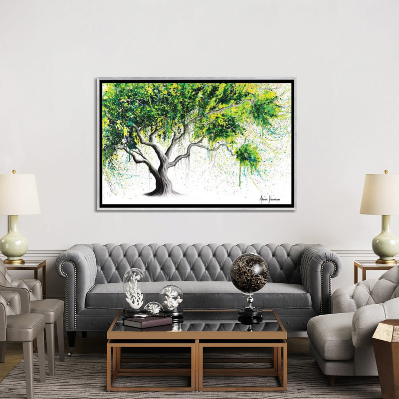Figuier Funky par Ashvin Harrison - impression, Toile avec cadre argenté, Aucun mat, H 40 po x l 60 po x 1,5 po