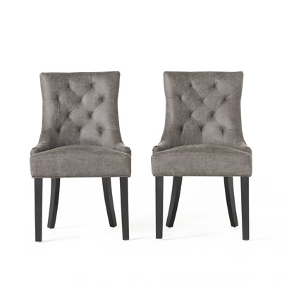 Cheney Upholstered Dining Chairs Set Of 2 - Contemporary Style With Buttonless Diamond Tufted Back & Tapered Legs, Kd Mp2