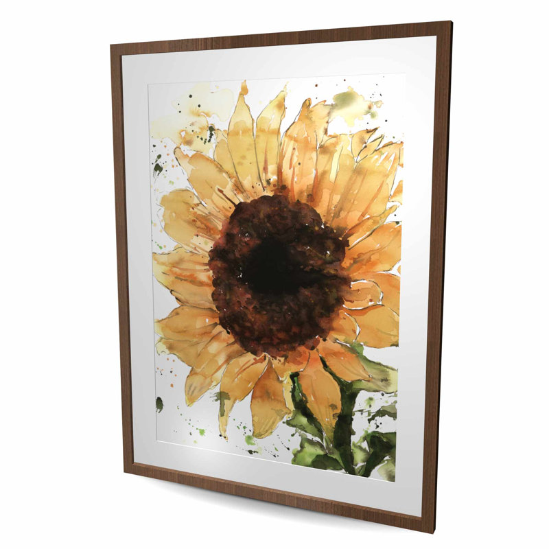 Grand imprimé tournesol encadré mat | Décoration florale