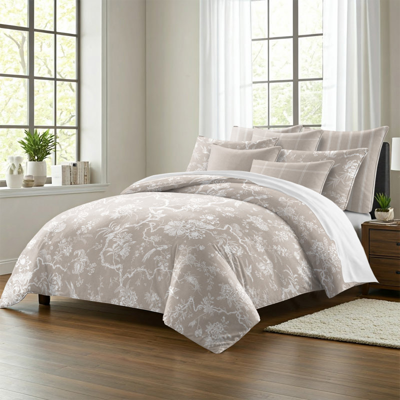 Elwood Natural Cotton Duvet Cover Set  8 Piece, California King Duvet Cover + 7 Additional Pieces