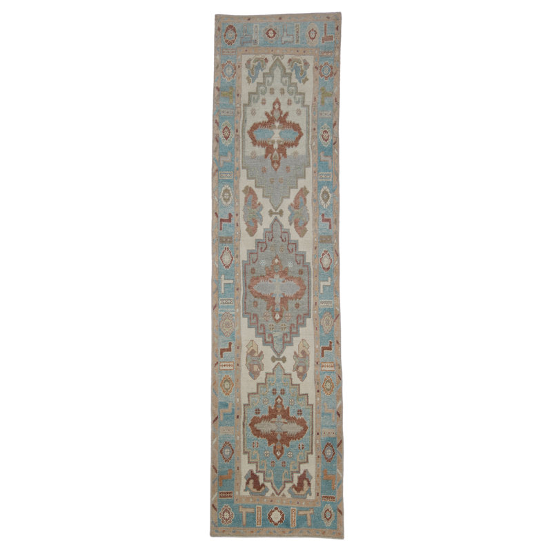 Tapis turc Oushak fait à la main 3 pi 1 po x 12 pi 2 po