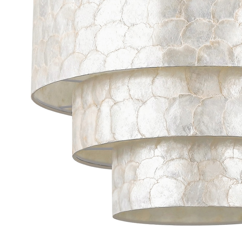 22" 5-Light Tiered Capiz Shell Drum Chandelier, H 16 po x l 22 po x P 22 po, 2 niveaux