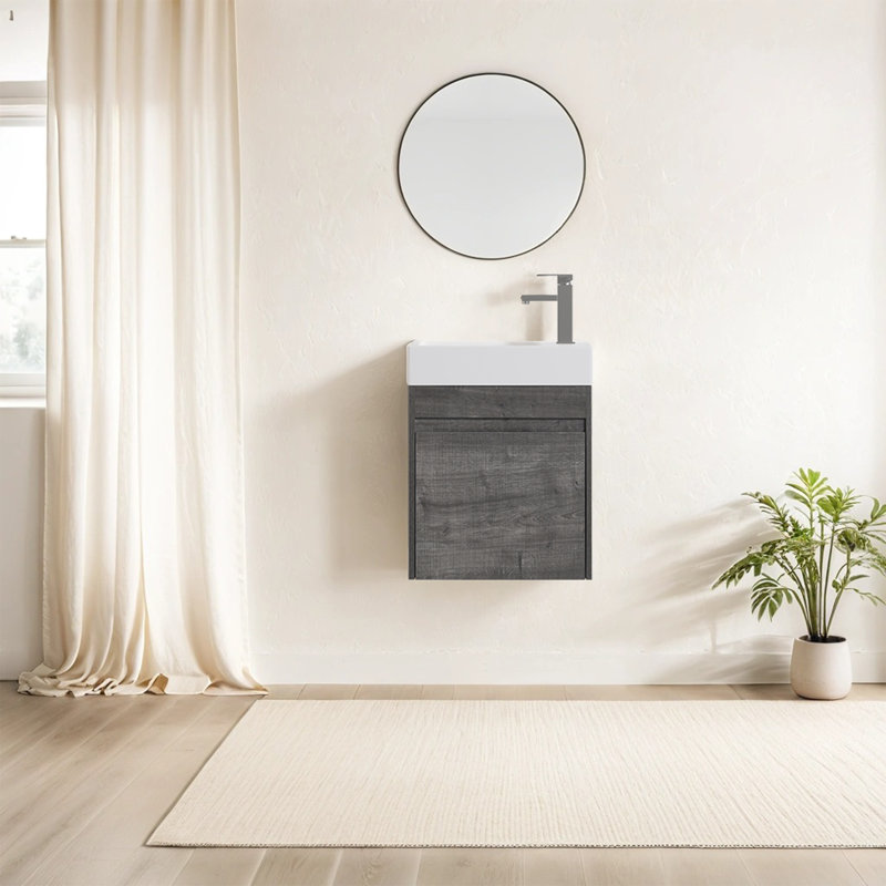 Ensemble de meuble-lavabo simple 18,14 po avec plateau en résine Vico, Gris