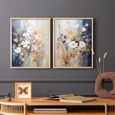 FLORAL Series CCCCLXII - Reproduction encadrée de qualité supérieure - prête à être accrochée - aucun clou requis - aucun clou requis