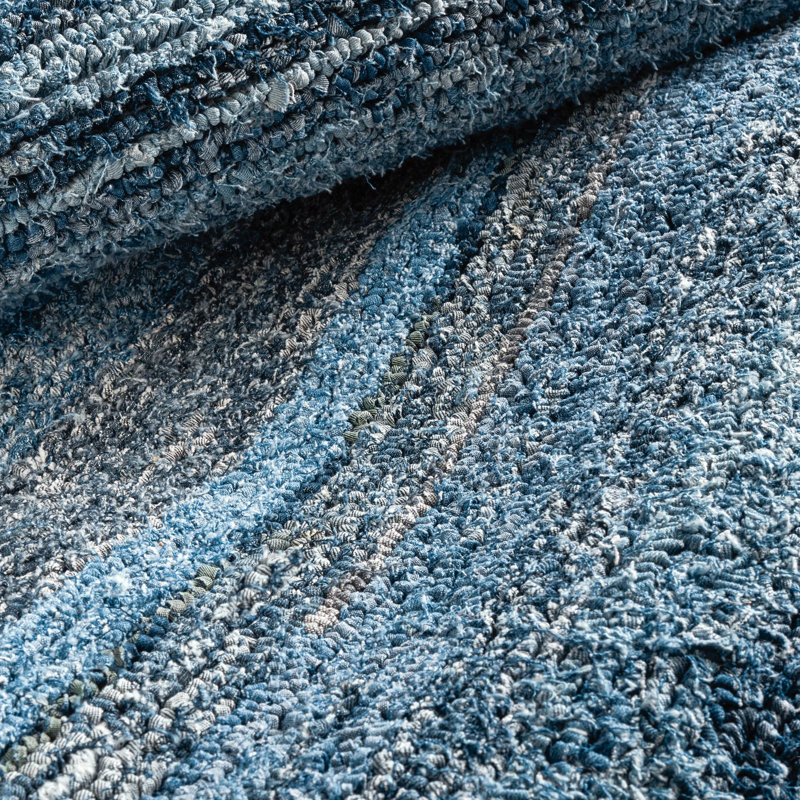 Denim Chindi Blue Hand Hooked Cotton Rug, Rectangle 9'6" x 13'6"