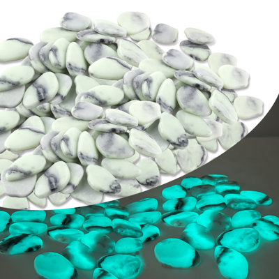 Glow In The Dark Pebbles Glass Stones, 4.5lb Blue Green Luminous Rocks For Garden Pathway, Walkway, Landscaping, Aquarium & Yard Decor, Non-plastic Premium Glass Pebbles