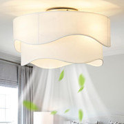 Ventilateur de plafond encastré avec lumières, ventilateur de plafond Boho en cage de 20 po avec télécommande, ventilateurs de plafond en tissu à profil bas, sans pales avec 6 vitesses pour la chambre à coucher, la chambre de bébé, le salon